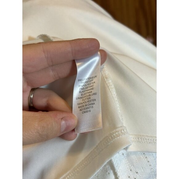 Adrianna Papell Womens Eyelet White Lined Crewneck Blouse Long Sleeve Sz XL - Picture 9 of 10